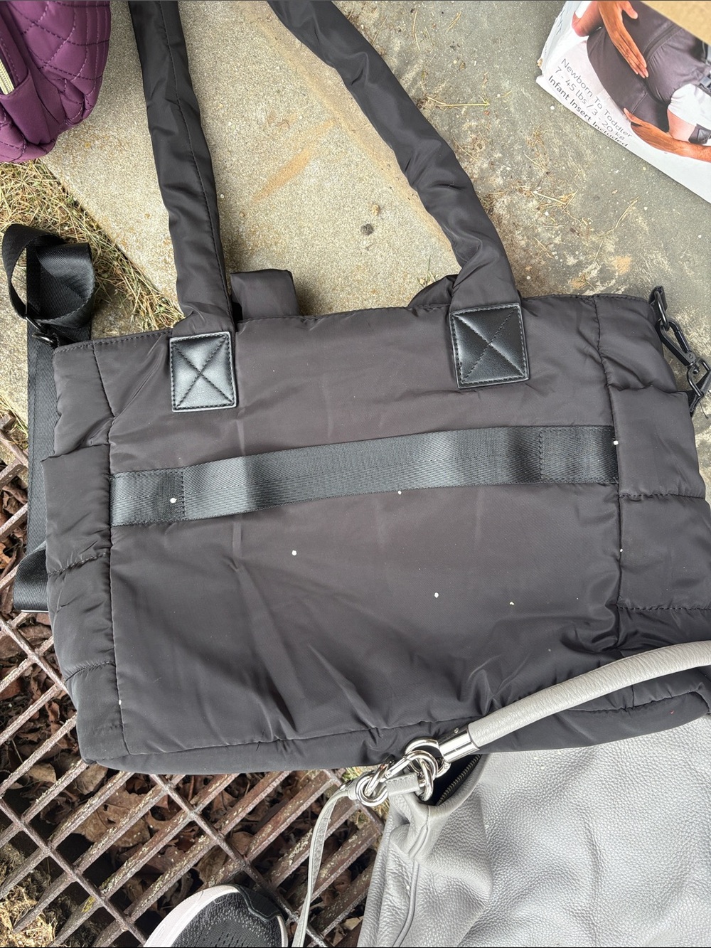 Black Quilted Men's Tote Bag - Lightweight Everyday Carry